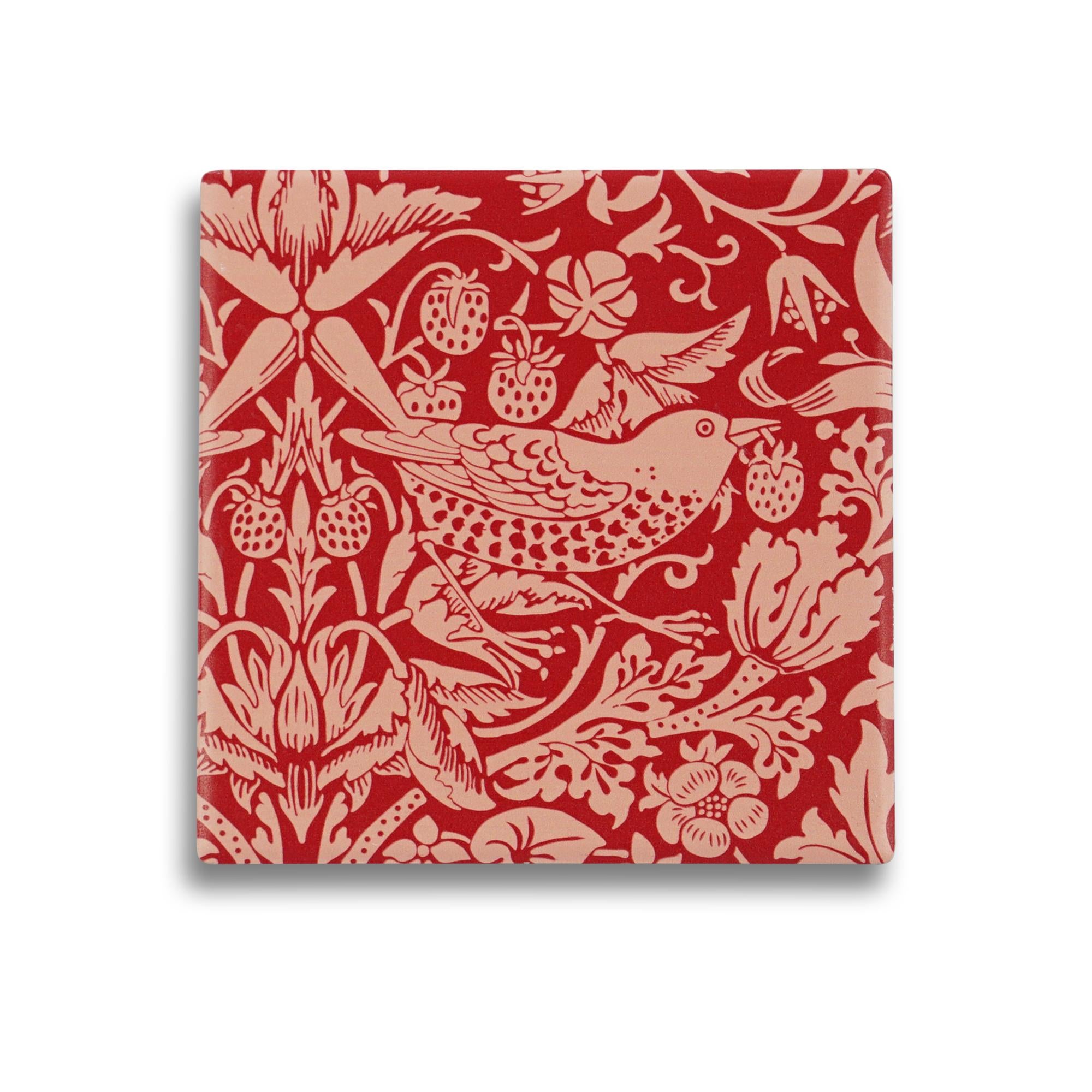 Coaster Single Ceramic - ACS William Morris (Raspberry)