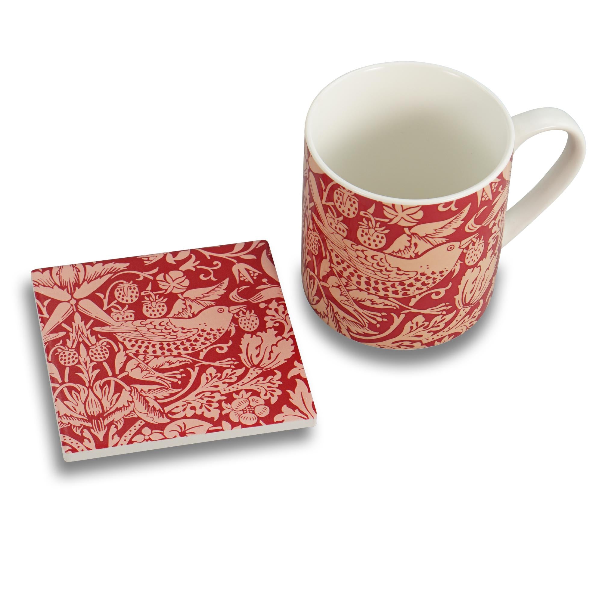 Coaster Single Ceramic - ACS William Morris (Raspberry)