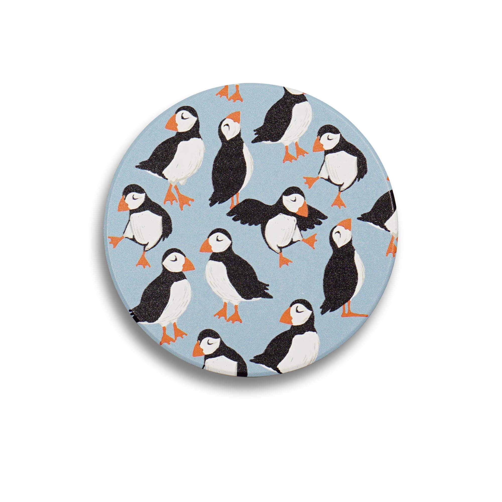 Coasters Set of 4 Ceramic - RSPB (Circus of Puffins)