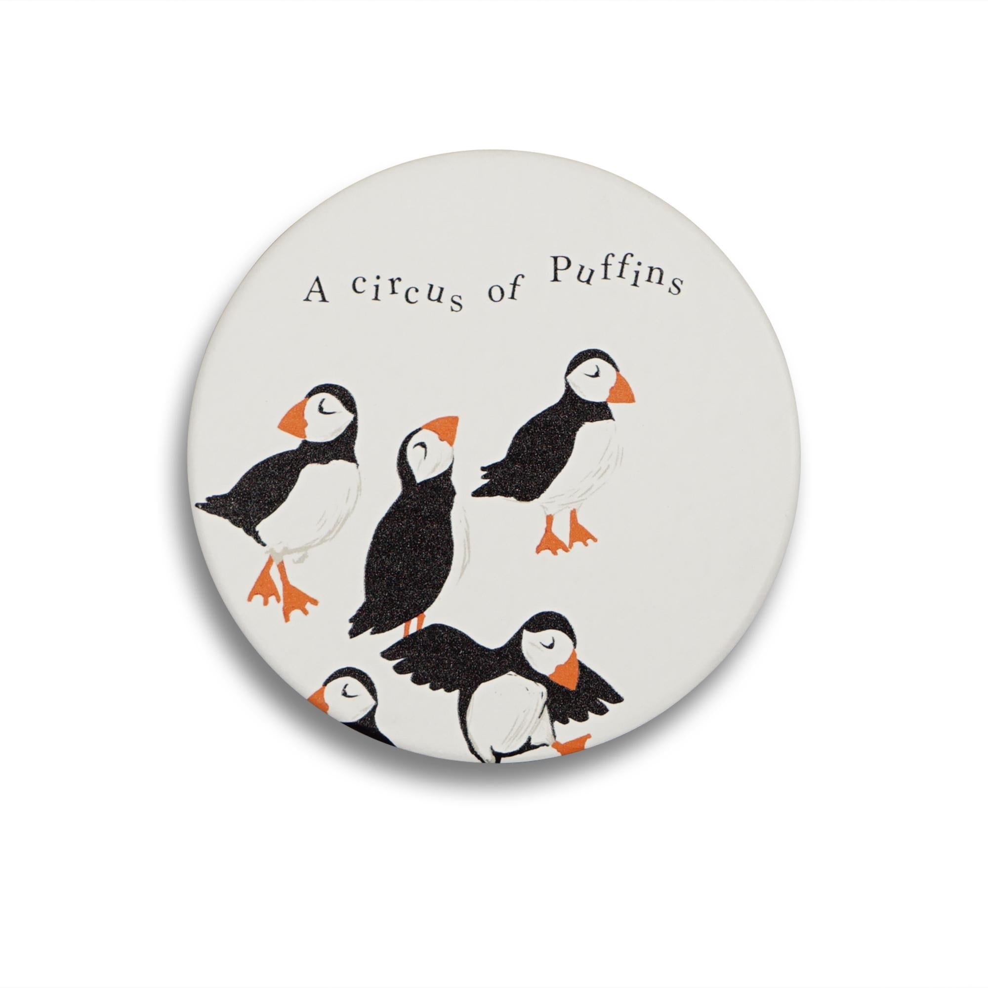 Coasters Set of 4 Ceramic - RSPB (Circus of Puffins)