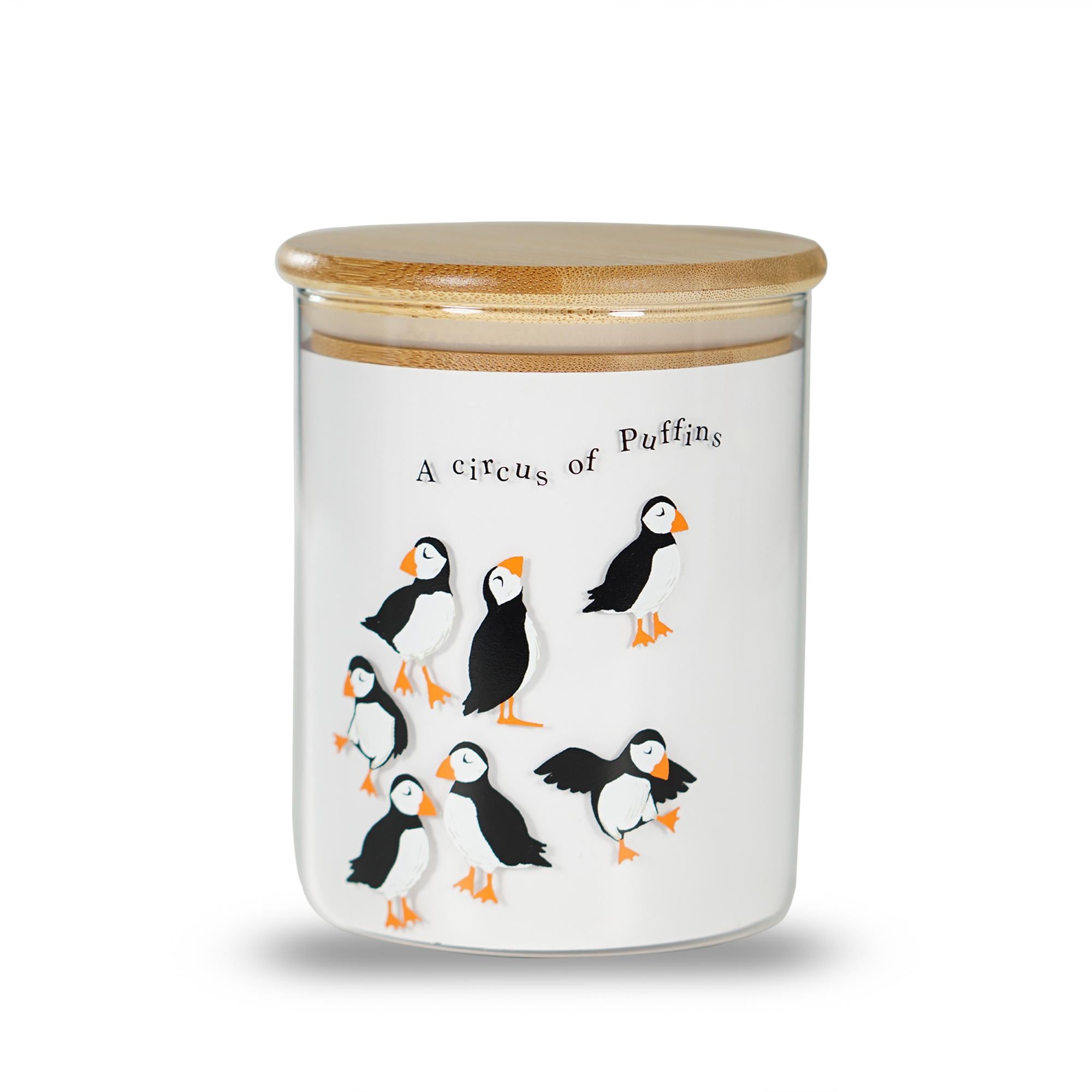 Storage Jar Glass (750ml) - RSPB (Circus of Puffins)